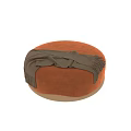 Round Orange Single Sofa With Brown Knitted Blanket And Beige Base 3d model