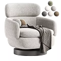 Modern Light Gray Single Sofa with Swivel Base Blanket Pillows and Color Swatches