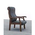 Classic Office Chair With Wooden Armrests Leather Seat And Comfortable Backrest Design