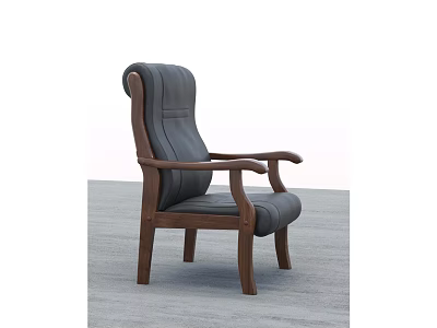Classic Office Chair With Wooden Armrests Leather Seat And Comfortable Backrest Design 3d model