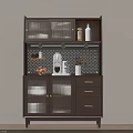 Modern Wooden Sideboard With Glass Doors Drawers And Open Shelf For Dining Room