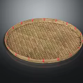 Handmade Woven Tray Round Shape with Red Edge Accents Natural Material Home Living Accessory