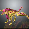 Vibrant Fantasy Dragon Character With Yellow Pink Body And Detailed 3D Model Design