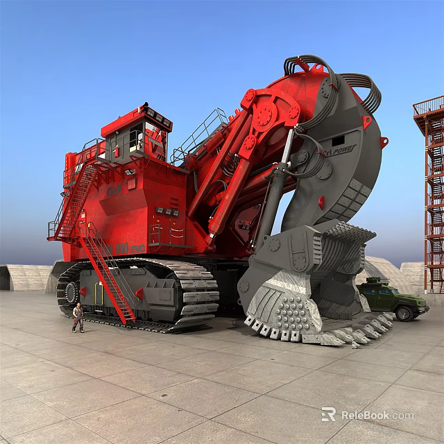 Red Tracked Functional Vehicle With Massive Bucket For Industrial Construction Sites 3d model 