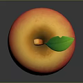Fresh Red and Yellow Gradient Apple with Green Leaf Brown Stem and Shiny Surface 3d model