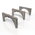 Three Gray Arched Stone Architectural Decorative Elements On White Background 3d model