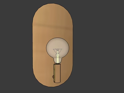 Simple Wall Lamp With Round Glass Bulb And Wooden Base For Interior Use 3d model