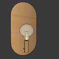 Simple Wall Lamp With Round Glass Bulb And Wooden Base For Interior Use