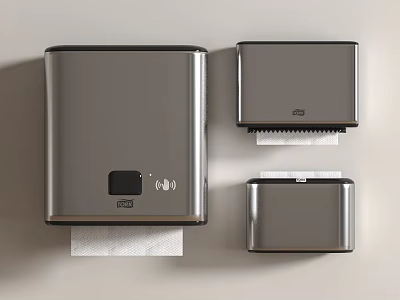 Modern Stainless Steel Wall Mounted Bathroom Towel Dispenser Set With Sleek Design 3d model