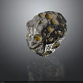 Unique Transparent Wooden Stone With Golden Specks And Irregular Holes On Dark Background