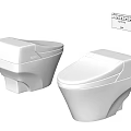 Two Modern White Toilets With Contemporary Design And Sleek Surface Features 3d model