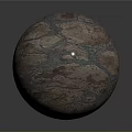 Wooden Stone Decorative Sphere With Textured Surface And Red Orange Glowing Cracks For Home Decor