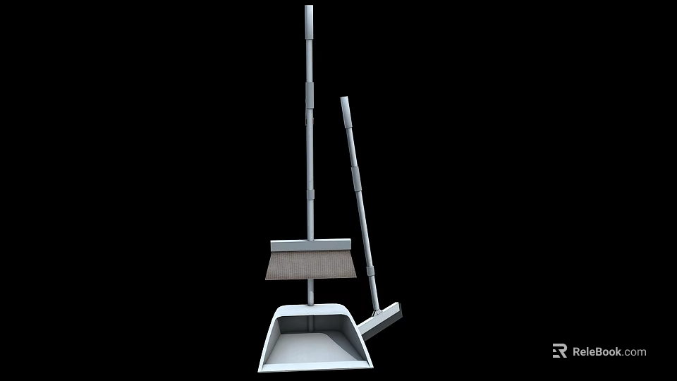 Modern Household Broom And Dustpan Set With Long Handle For Home Cleaning 3d model 