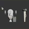 Bathroom Living Supplies With Toilet Grab Bars Sink Trash Bin And Toilet Paper Holder