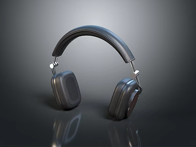 Sleek Black Over Ear Headphones With Leather Headband And Glossy Surface 3d model