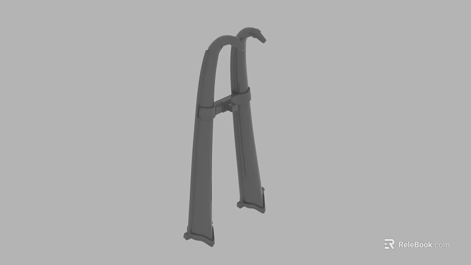 Sturdy Gray Metal Bracket Structure With Curved Arms And Supportive Legs 3d model