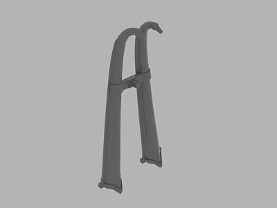 Sturdy Gray Metal Bracket Structure With Curved Arms And Supportive Legs 3d model