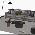 Modern Living Room Sofa Coffee Table Set With Pillows Rug And Floor Lamp