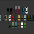 Colorful Small Car Models In Various Colors Arranged On Dark Background