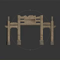 Traditional Chinese Stone Memorial Archway Architectural Design With Carved Pillars And Ornamental Details