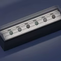 Modern Display Shelf With Black Base And Silver Top For Retail Store