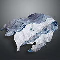 3D Terrain Landscape with Snowy Mountains Blue Lakes and Gray Background