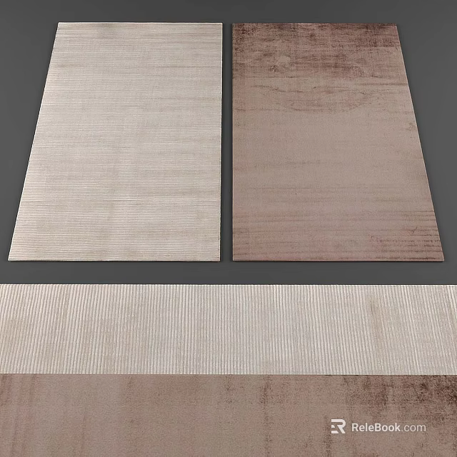 Light Beige And Brown Square Rugs With Textured Striped Patterns 3d model 