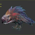 3D Rendered Fantasy Creature With Colorful Feathers Sharp Claws And Large Beak