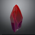 Red Geometric Sculpture With Textured Polyhedral Design And Artistic Carving Details