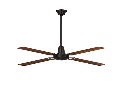 Modern Ceiling Fan With Wooden Blades And Black Motor For Home Use 3d model
