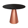 Modern Minimalist Round Table With Black Marble Top And Copper Conical Base 3d model