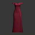Elegant Red Off The Shoulder Long Dress With High Slit Design