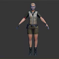 Outdoor Female Explorer In Tactical Vest With Wild Deer In Natural Setting