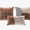 Stylish Brown Beige Throw Pillows With Geometric Patterns Zebra Print And Grid Design 3d model