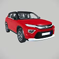 Red Modern SUV With Sleek Body Design And Front Grille Headlights