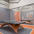 Modern Entertainment Room Interior With Ping Pong Table Sports Murals And Modern Lighting