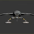 Futuristic Spacecraft With Metallic Structure Circular Thrusters And Support Legs For Universe Exploration