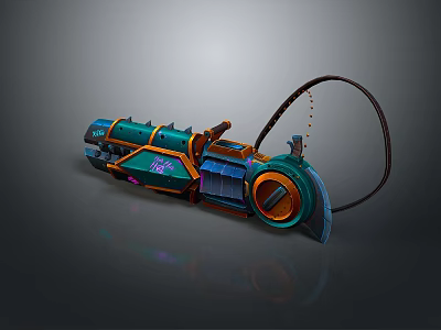 Futuristic Sci Fi Energy Weapon Design With Blue Orange Accents Barrel Grip And Glowing Core 3d model