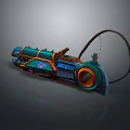 Futuristic Sci Fi Energy Weapon Design With Blue Orange Accents Barrel Grip And Glowing Core