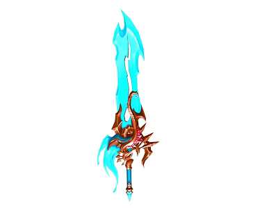 Fantasy Sword With Blue Flame Ornate Hilt And Glowing Mythical Weapon Design 3d model