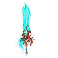 Fantasy Sword With Blue Flame Ornate Hilt And Glowing Mythical Weapon Design