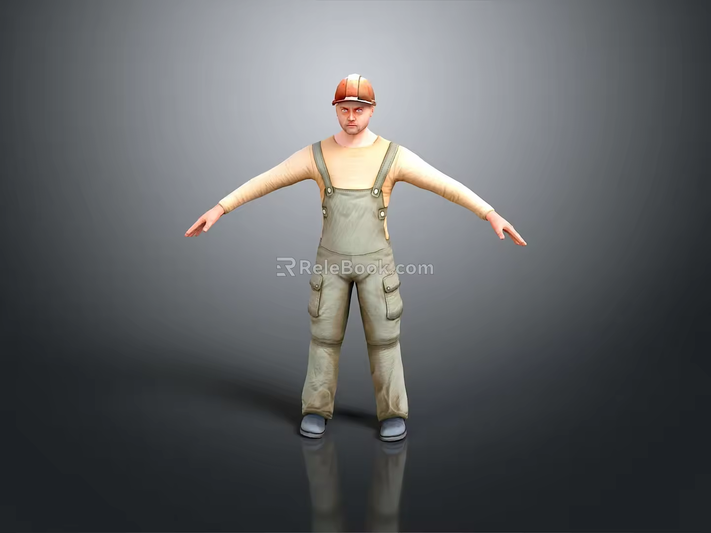 Worker European worker mechanic builder repairman miner digger modern figure 3d model