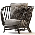 Stylish Outdoor Chair With Black Wicker Frame Gray Cushion And Geometric Pattern Pillow