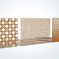 Decorative Perforated Screen Wall with Various Geometric Patterns in Brown for Modern Exterior 3d model