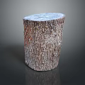 Natural Wood Stump Decorative Piece With Rough Bark Texture And Smooth Top