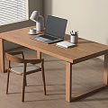 Modern log desk and chair combination 3d model