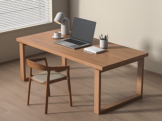 Modern log desk and chair combination 3d model