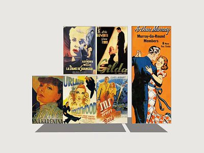 Vintage Movie Posters Billboard Featuring Various Classic Film Art Designs And Artworks 3d model