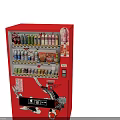 Red Public Vending Machine Interior With Drinks Snacks And Koi Fish Design 3d model