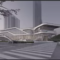 Modern Sales Office Building With Glass Curtain Wall And Unique Architectural Design